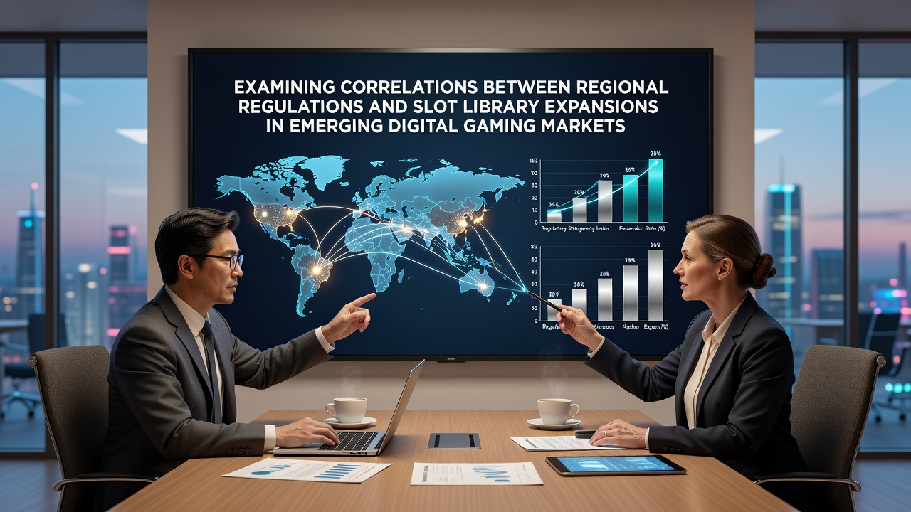Digital slot game interfaces displayed across multiple emerging market platforms with regulatory compliance indicators