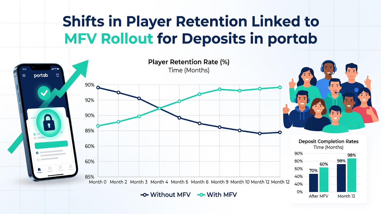 Analytics dashboard displaying player retention trends after multi-factor verification rollout in live casino mobile apps