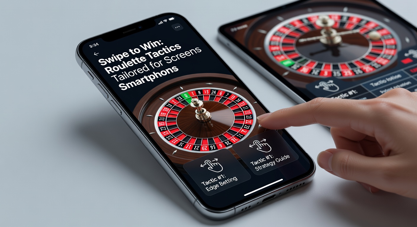 Player's hand swiping across a smartphone roulette app, placing chips on even-money outside bets amid a spinning wheel animation, with battery and data icons visible in the status bar