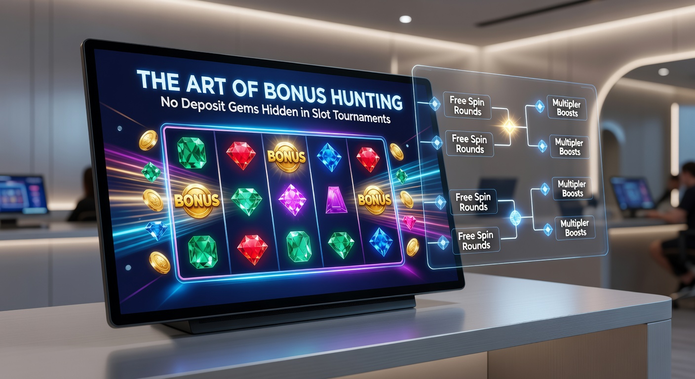 Close-up of a player's dashboard showing no-deposit tournament entry confirmed, wth spinning slots and rising leaderboard points in the background