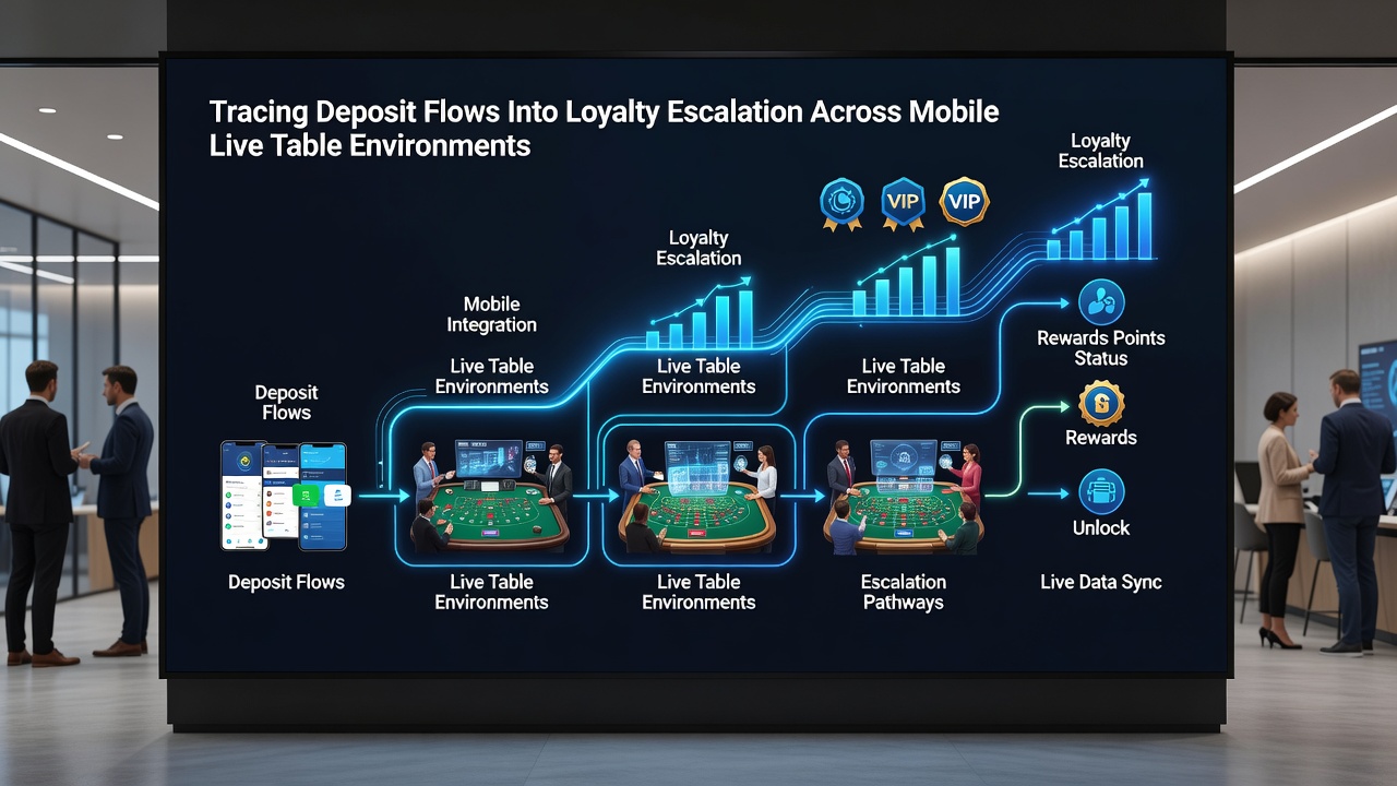 Analytics dashboard displaying real-time deposit-to-loyalty conversion metrics across mobile live dealer sessions