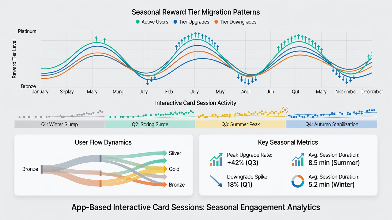Chart illustrating connections between deposit methods and reward tier changes in app-based card environments